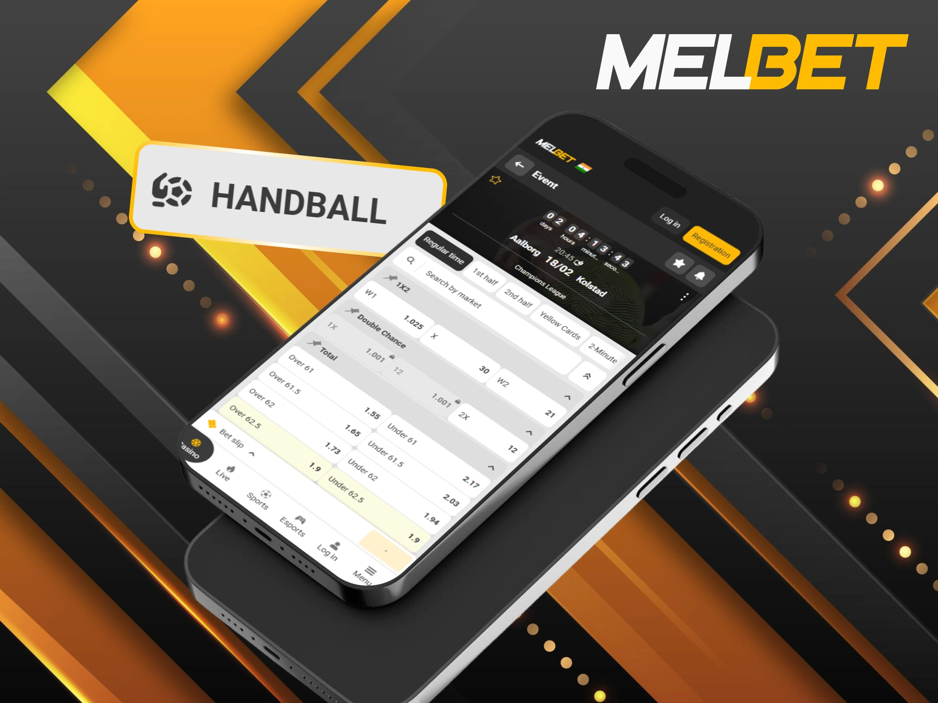 Install the iOS version to follow every handball goal and match through the Melbet app.