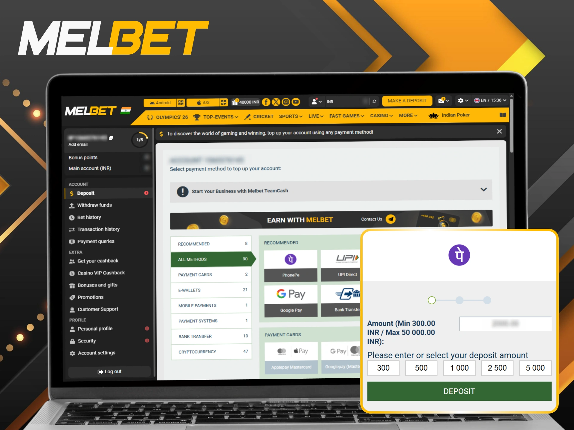 Follow the guide on how to make a deposit at Melbet using local payment methods.