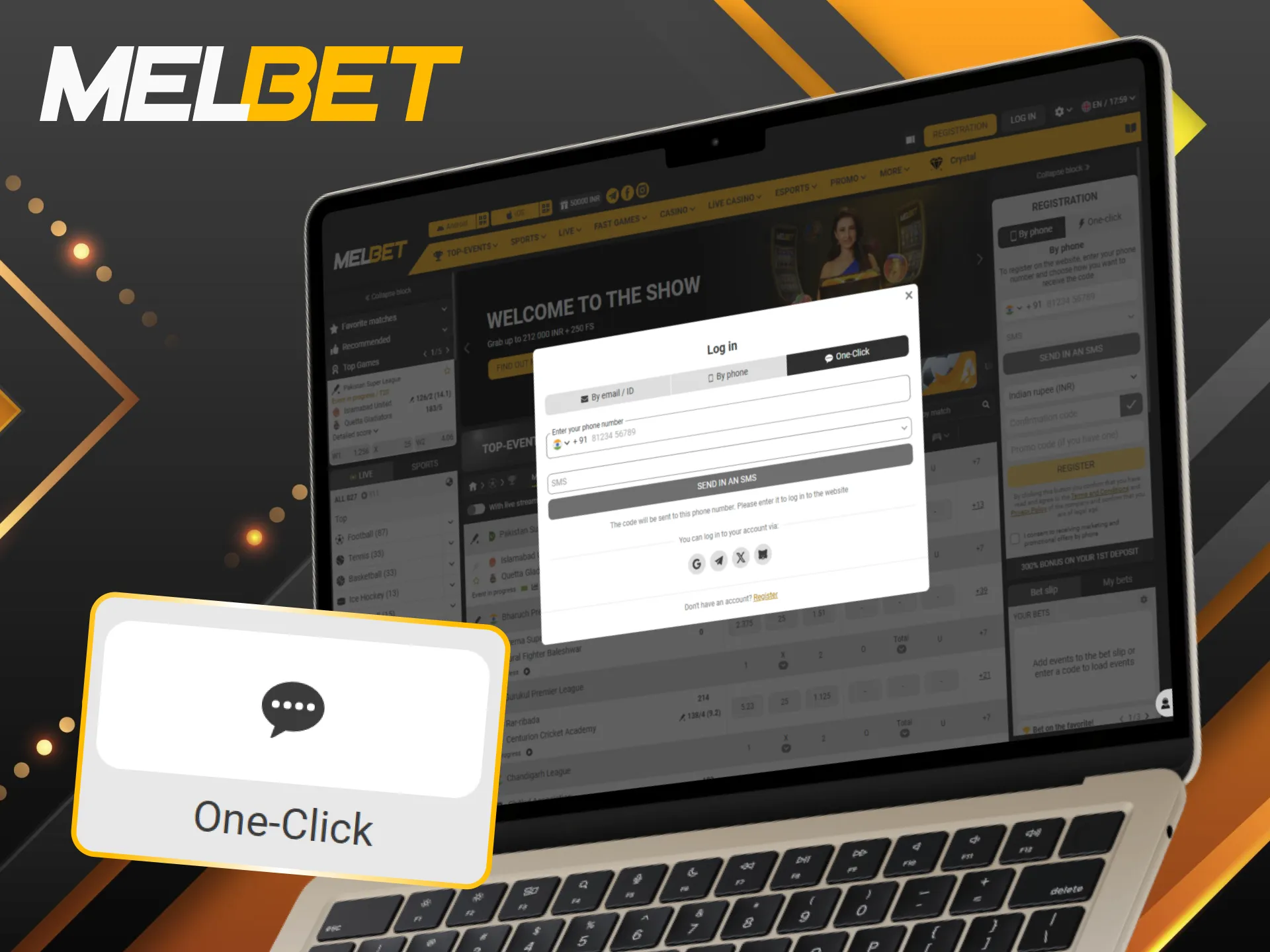 Use one click login on Melbet and enter your account instantly.