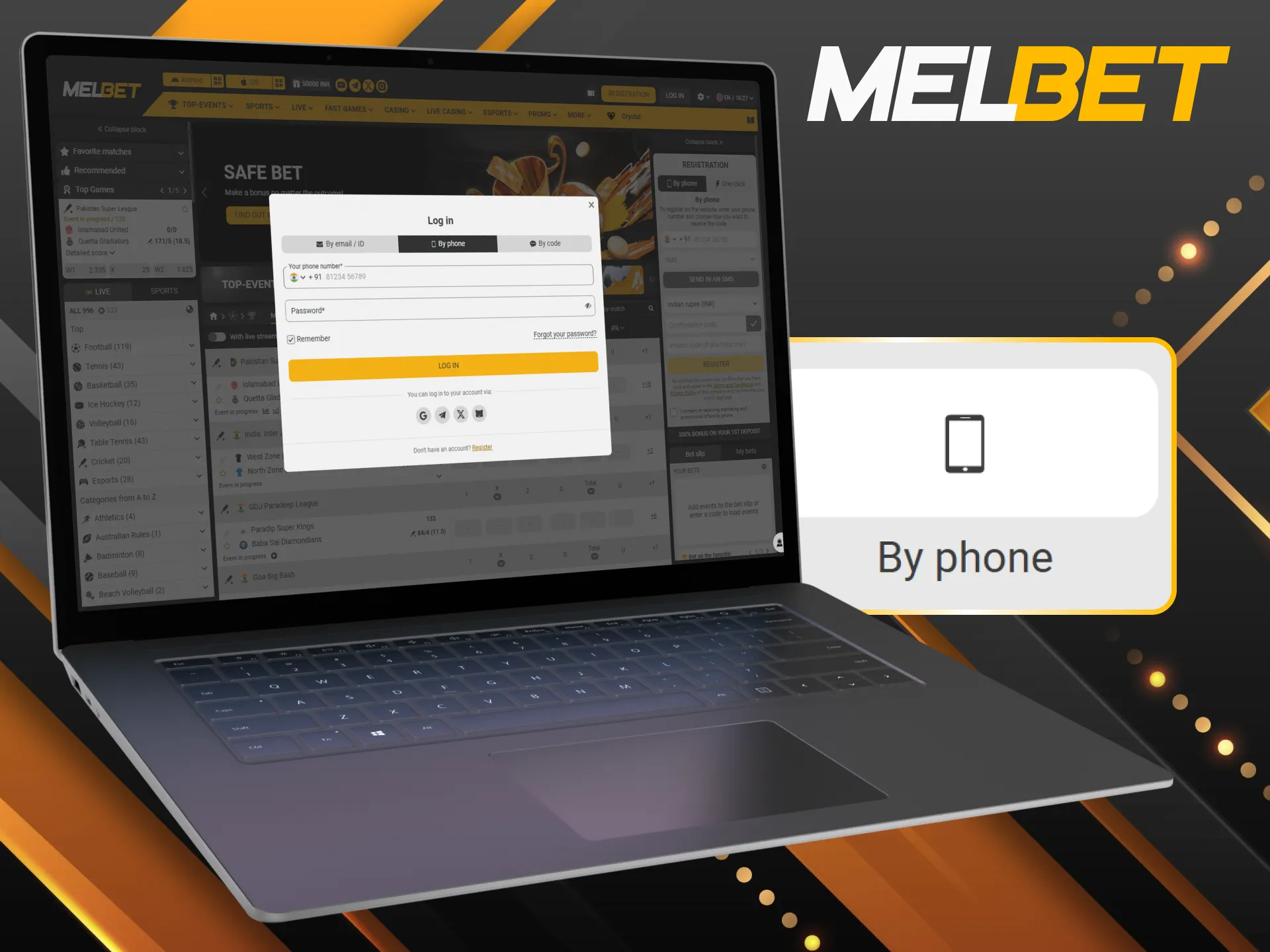Log in to Melbet using your phone number and access quickly.
