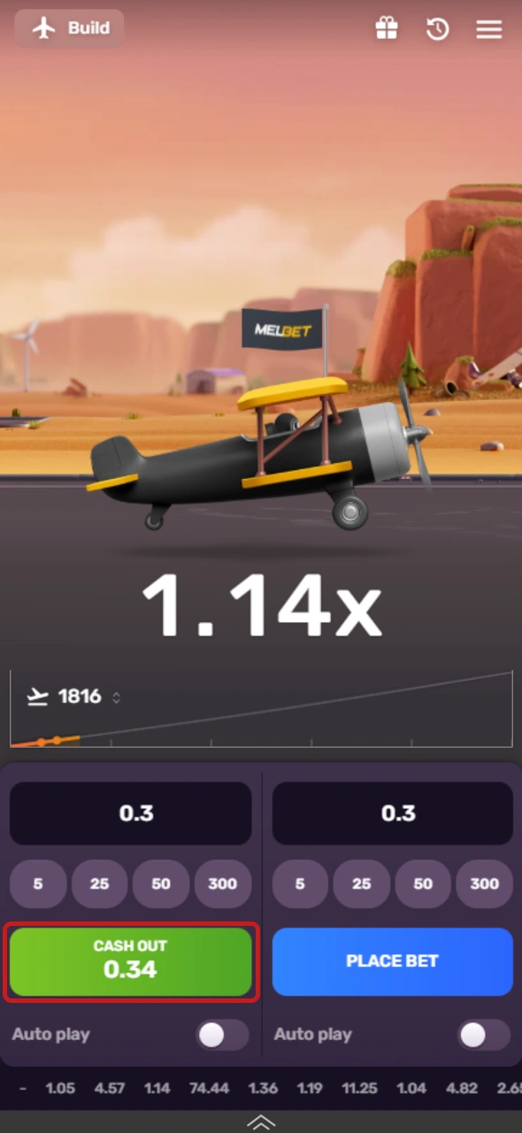Collect your cash prize inside the Aviatrix game interface on Melbet India.