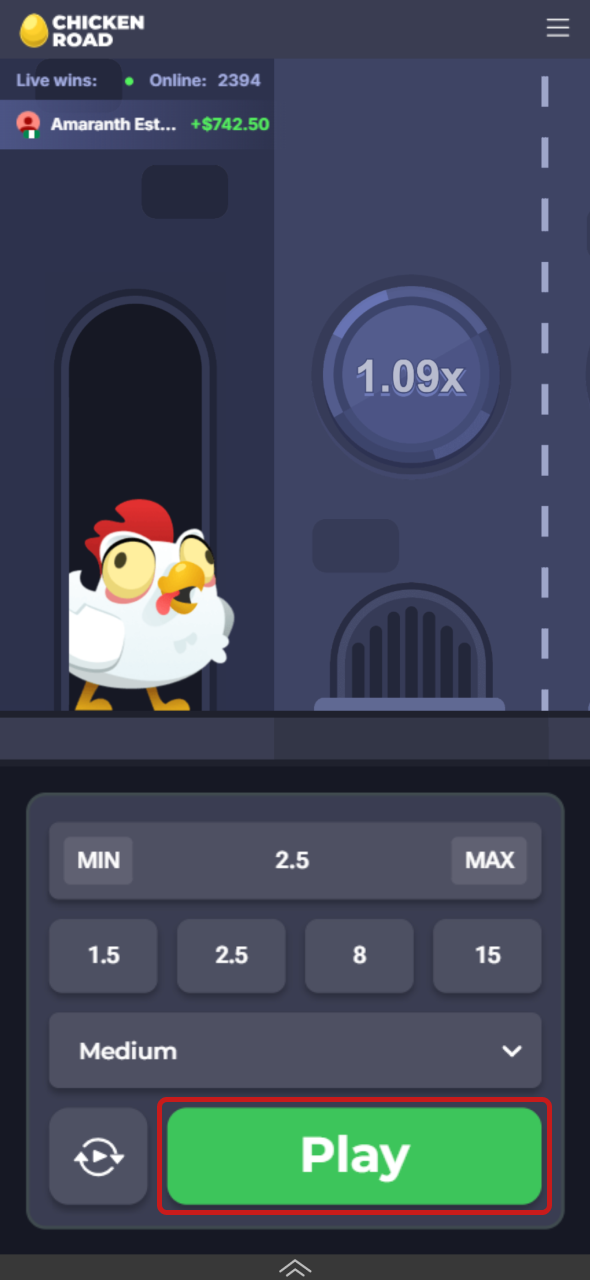 Start the Chicken Road round through the Melbet app and play.