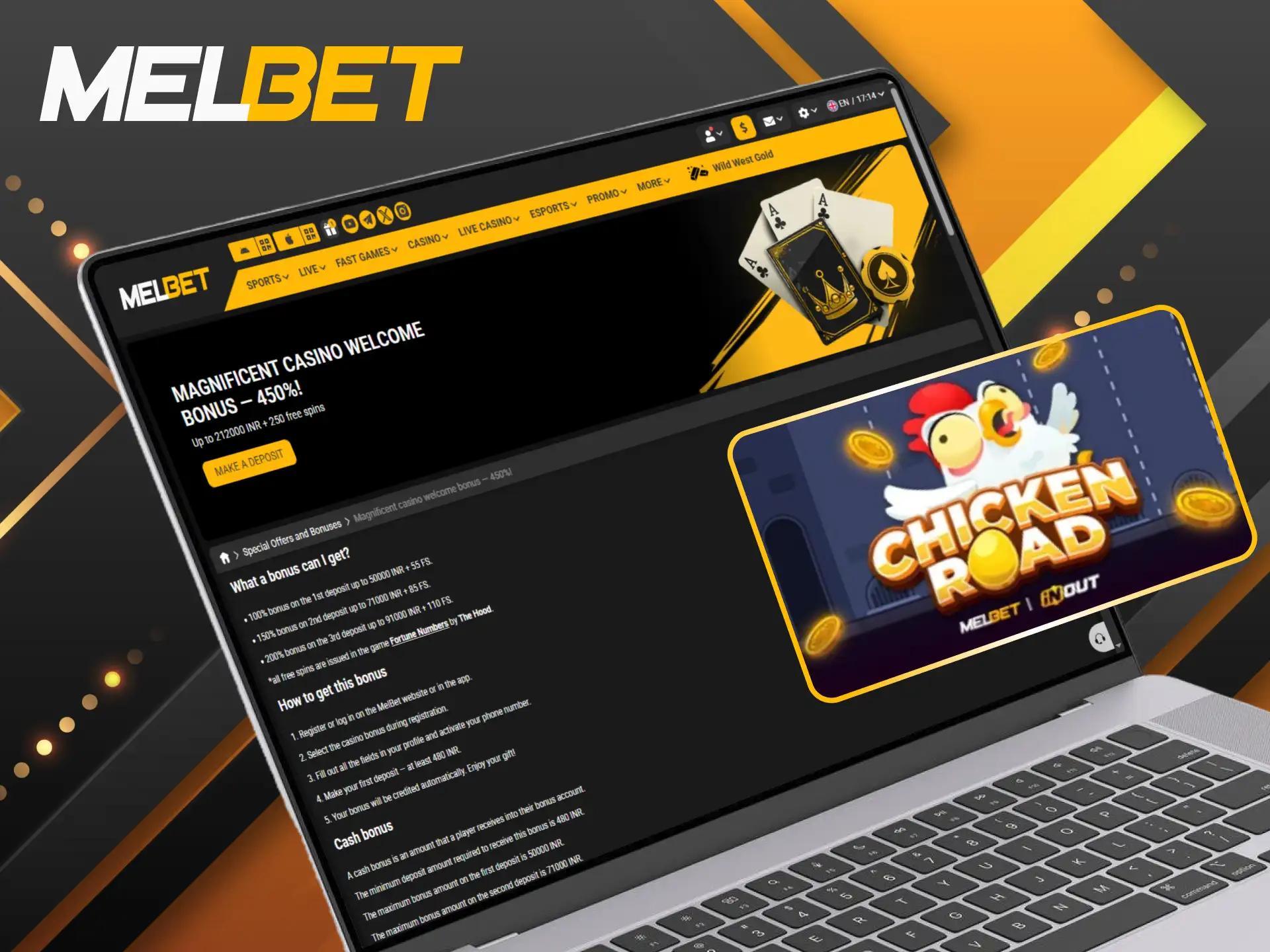 Start your Chicken Road journey on Melbet with a generous welcome bonus.
