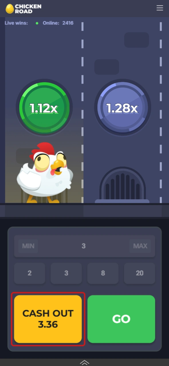 Collect your winnings from Chicken Road after completing the round on Melbet.