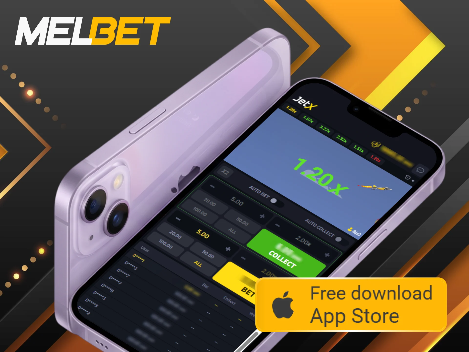 Play JetX on your iPhone using the official Melbet iOS app.