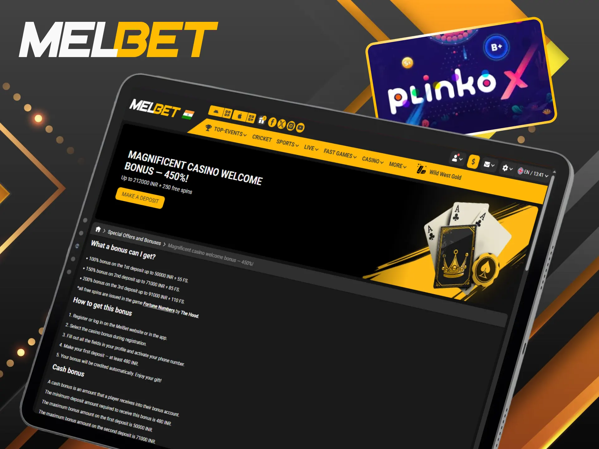 Activate your Melbet bonus funds to start playing Plinko X.