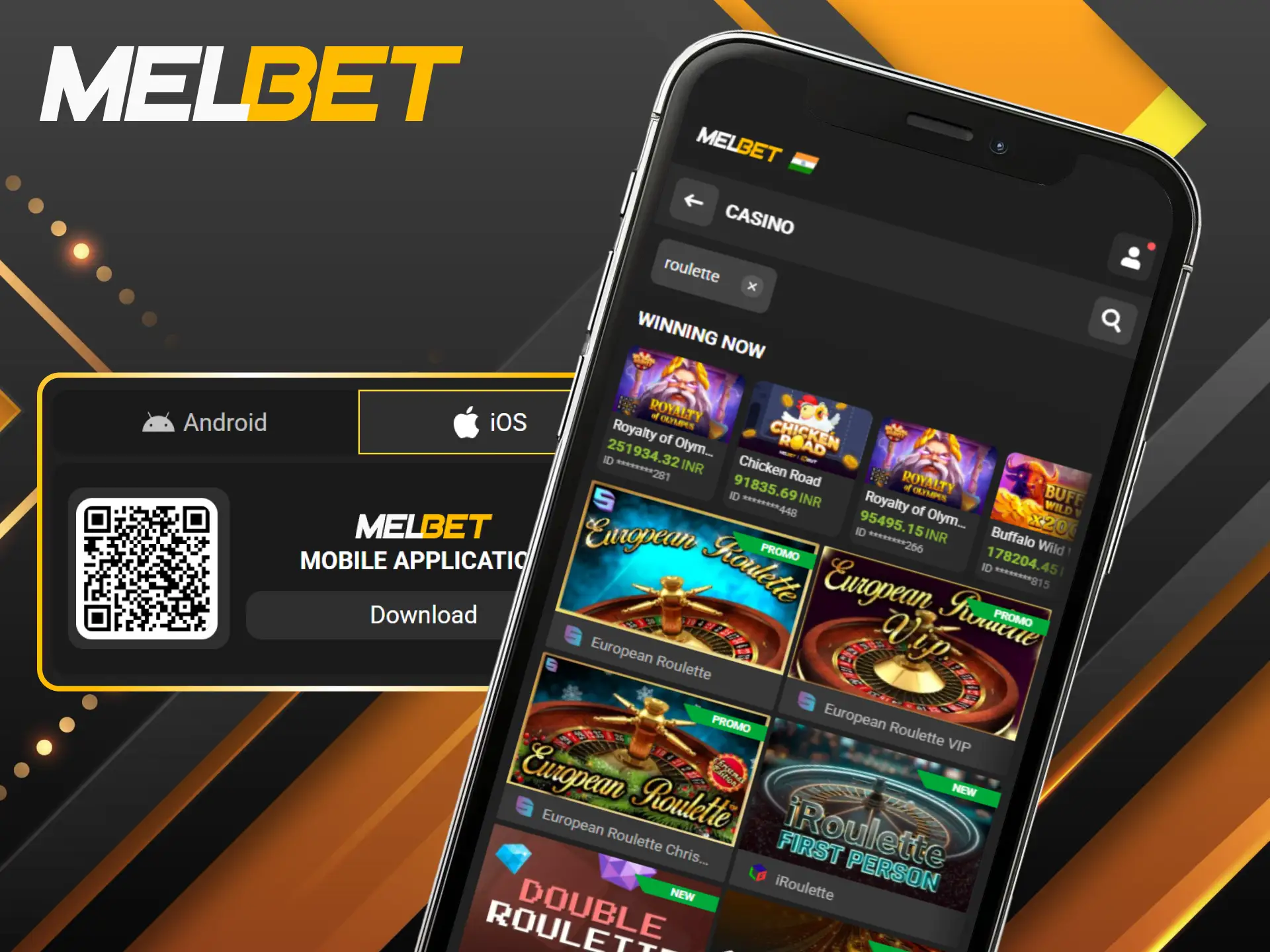 Install Melbet on iPhone and place your Roulette bets.