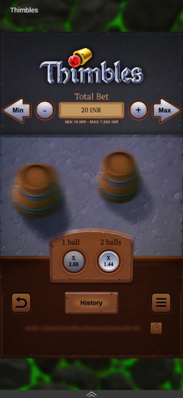 Watch the shuffle carefully inside the Thimbles game interface on Melbet.
