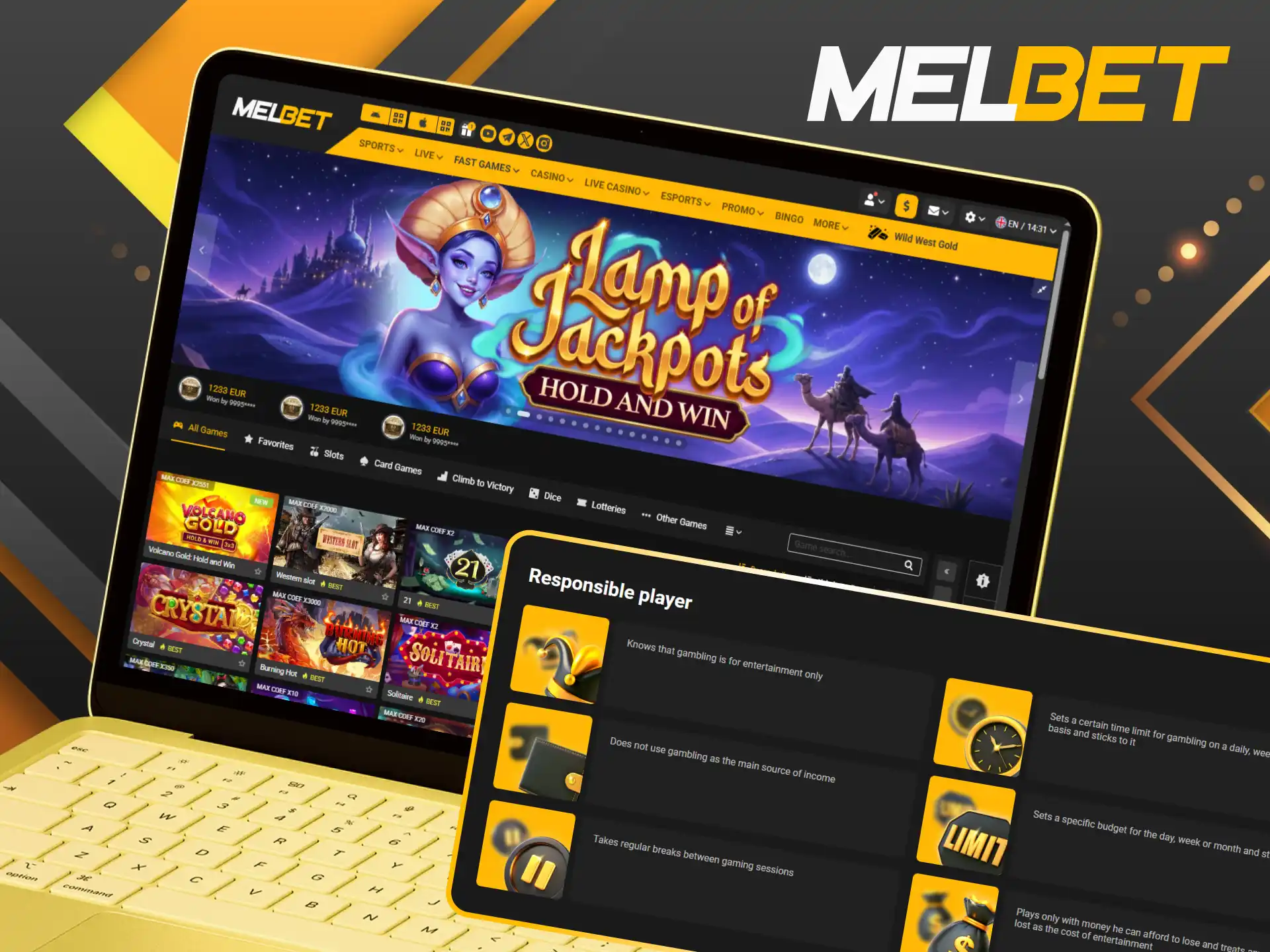 Follow safe gaming habits and control your spending on Melbet.